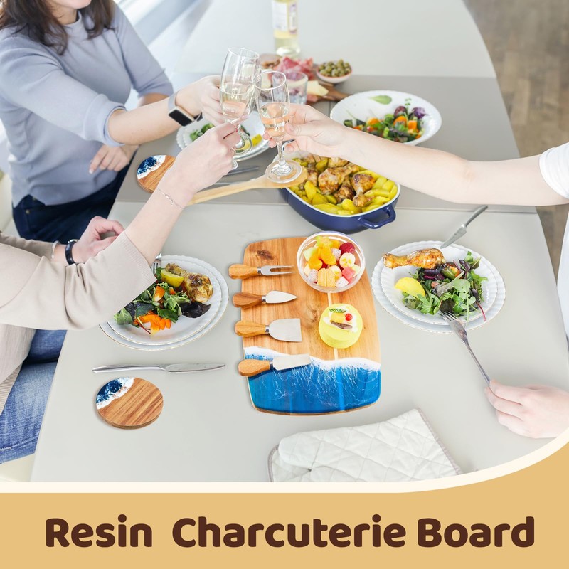 Patelai 9 Pcs Ocean Resin Cutting Board Set with 4