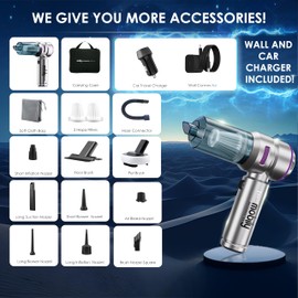 4-in-1 Handheld Cordless Car Vacuum Cleaner, 84000RPM High Power Air Blower, inflator deflator & Mini Car Vacuum Cleaner for Home, Office & Outdoor, 6000mAh Battery & Type-C Fast Charging