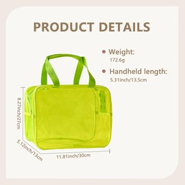 TotePrint PVC Clear Pure Color Transparent Large Zipper Cosmetic Pouch Travel Makeup Cosmetic Bag with Handle for Travel Bathroom Toiletry Organizer, yellow, Modern