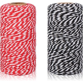 Umsole Christmas Cotton Bakers Twine Cord String 2 mm Candy Rope Ribbon Twine for Party Decorations Wrapping Arts Crafts 656 Feet,2 Rolls
