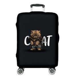 Ferocity Suitcase Cover, Travel Suitcase Cover, Elastic, Washable, Suitcase Protective Cover, Suitcase Cover, Small S, Medium M or Large L, Fantasy Animal Motifs [083], Cat coat, Suitcase cover