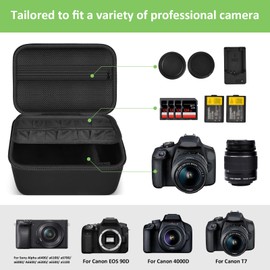 Digital Camera Case Compatible with Canon EOS Rebel T7/ 90D/ 4000D/ T100 DSLR Cameras, Also for Sony Alpha a6400/ a6100/ a6700/ a6000/ A6600/ a6300 Mirrorless, Holder for SD Card and More (Box Only)