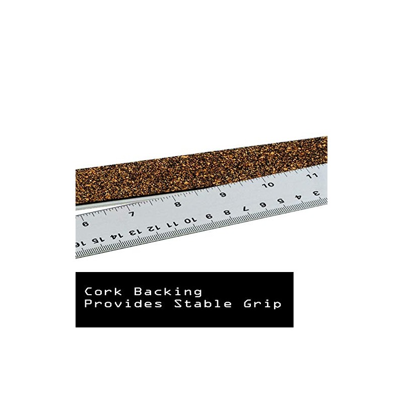 Ludwig Precision Non-Slip Backed Aluminum Straight Edge Ruler, 12-INCH, Silver
