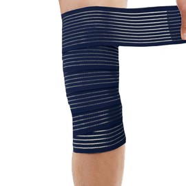 Extra Long Elastic Knee Wrap Compression Bandage Brace Support for Legs, Plantar Fasciitis, Stabilising Ligaments, Joint Pain, Squat, Basketball, Running, Tennis, Soccer, Football, Volleyball (Navy Blue)