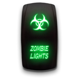 Zombie Lights - Green - Laser Etched Toggle Switch 20A 12V - Vertical Rocker Switch 5-Pin DPST