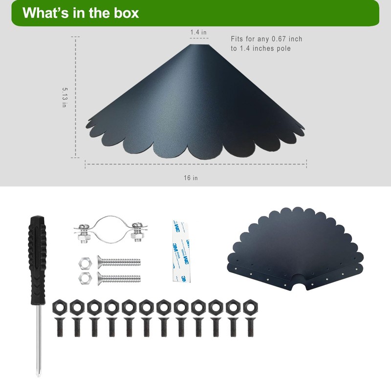 Btfcrochook Squirrel Proof Baffle for Bird Feeder Pole, 16 Inch