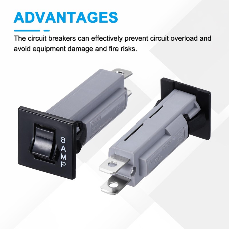 sourcing map 2Pcs Thermal Circuit Breakers 125/250VAC 32VDC 8A Manual