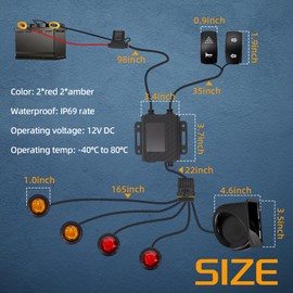 YCHOW-TECH UTV Turn Signal Kit with Horn Plug and Play Street Legal Kit UTV ATV Blinker with Rocker Switch Hazard Light Compatible with Polaris Ranger RZR, Can-Am X3, Arctic Cat