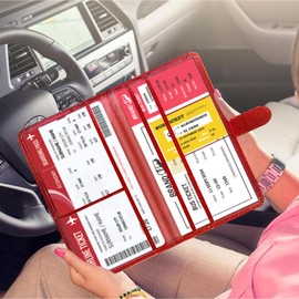 Car Registration and Insurance Holder, 5.5 x 5 Inch PU Leather Vehicle Glove Box Organizer Wallet Case Organizer for Insurance Card, Driver License, Essential Document, Paperwork (Glitter Red, L)