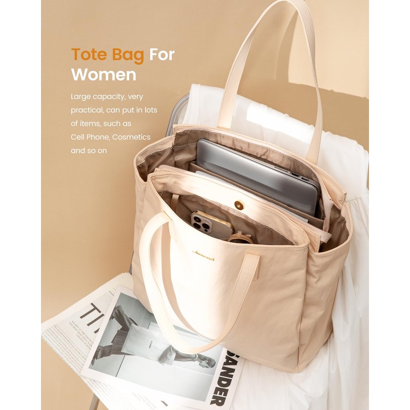 LOVEVOOK Women's Large Shopper Handbag, nude, M