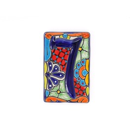 Handmade Address Number House Numbers Ceramic Tile Mexican Talavera Pottery Wall Art Indoors Outdoor Decor Garden Decor Sign 3.75" x 5.75" (Number 7)