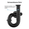 Siphon Black Matt for Washbasins and Washbasins, Keymark Brass Pipe