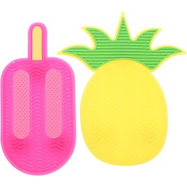 Gatuida 2piezas Alfombrilla Para Lavar Brochas De Maquillaje Estropajo De Silicona Herramienta De Limpieza De Brochas De Maquillaje De Usar