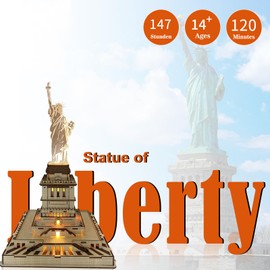 Hallisun Statue of Liberty 3D Wooden Puzzle Architecture Model for Adults, Collectible New York City Souvenir, Wood Building Kit Craft Hobbies Educational Toy, Birthday Gift for Women Men, 147 PCS
