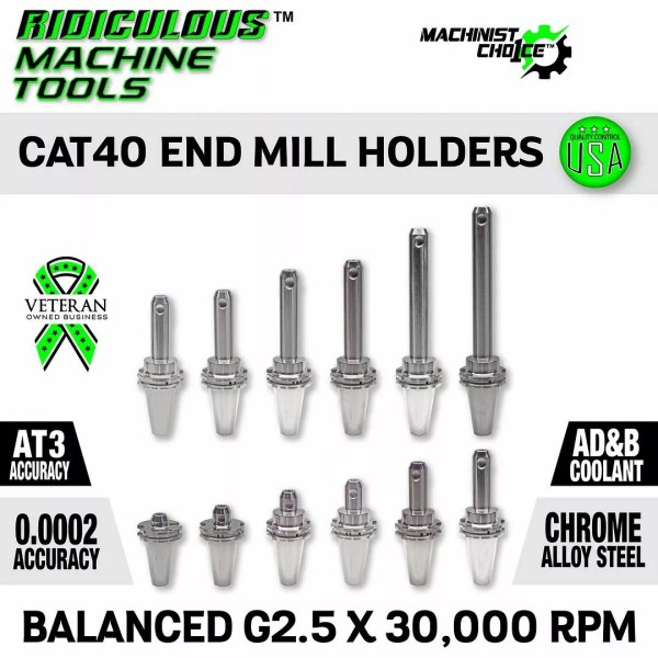 Ridiculous Machine Tools CAT40 End Mill Holder 7/16" x 2.62"