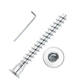 Confirmat Screws, 20PCs M5 x 50mm, Hex Socket Drive Countersunk Self-Tapping Furniture Connecting Screw Set Carbon Steel Zinc Plated