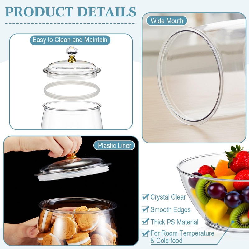 LemonRoad 4 Pcs 64 oz Plastic Candy Jars with Lids