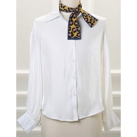 sourcing map Women's Leopard Ribbon Long Skinny Scarf Headband Neckerchief, yellow