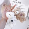 DPWOUM Brown Bear Pink Heart Keychain, Keychain Soft Cotton Key