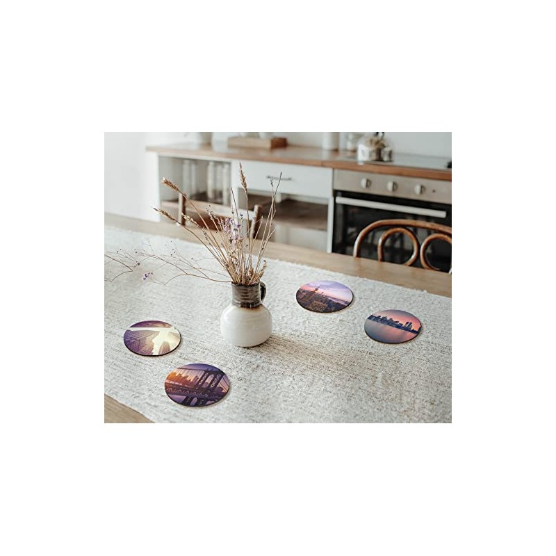 4 x Round New York Coasters - Sunset America USA