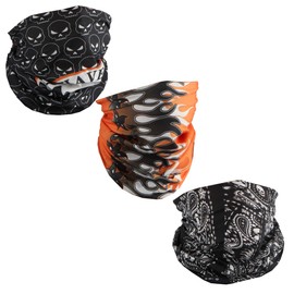 Seamless Bandana Tube Face Scarf (3 Pack) - Black Orange