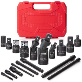 Bates- Impact Socket Extension Set, 18 pcs, Universal Joints & Impact Couplers, Socket Adapter Set, Chrome Vanadium Steel