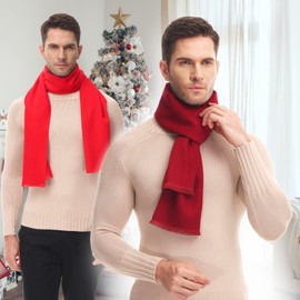 Mens Winter Cashmere Scarf - Ohayomi Fashion Formal Soft Scarves for Men(Red)