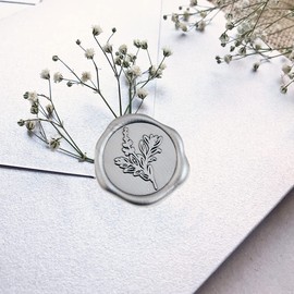 Botanical Adhesive Wax Seal Stickers 25Pk - Pre-Made from Real Sealing Wax (Silver)