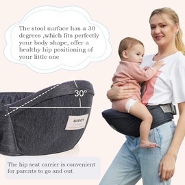 Sunnors Baby Hip Baby Carrier,Toddler Carrier with Adjustable Strap and Pocket,Ergonomic Waist Pack Holder for Newborns & Toddlers (Dark Grey)