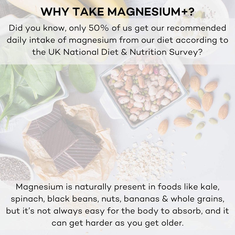 Magnesium+ 575mg Supplement – 28 High Strength Magnesium Capsules –
