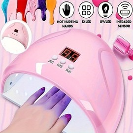 LAMJAD LED Nail Dryer,36 W UV Nail Lamp for Gel Nail Polish Curing， 3 Timer, Smart Sensor, LCD Screen，Faster UV Light for Salon and Home Use，Nail Art Tools Manicure Accessories. (Pink)