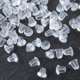Rubber Earring Backs, 200PCS Soft Clear Earring Backs Replacements, Plastic Backing Stoppers for Droopy Ears
