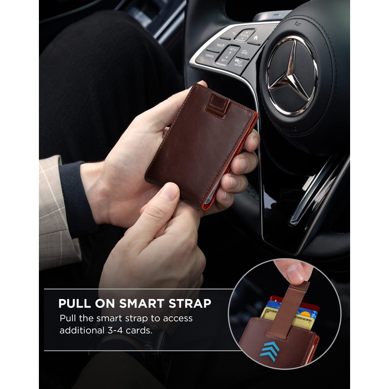 SERMAN BRANDS RFID Blocking Slim Bifold Genuine Leather Minimalist Front