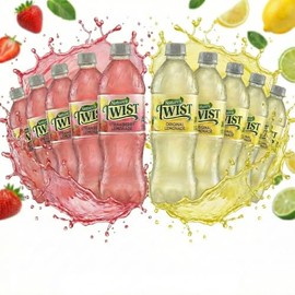 Natture Twist Lemonade and Strawberry Lemonade, 16.9 fl oz Bottles, 12 Pack