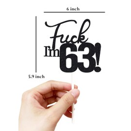 63 decoraciones para tartas, 63 decoraciones para tartas de cumpleaños, purpurina negra, divertida decoración para tartas 63 para hombres, 63 decoraciones para tartas para mujeres, 63 cumpleaños, 63 cumpleaños