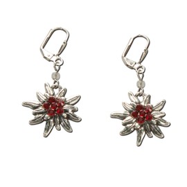 Alpenflüstern DOR008 Costume Earrings Rhinestone Edelweiss – Women's Costume Jewellery Antique Silver with Rhinestones in Traditional Colours, Zinc, No Gemstone