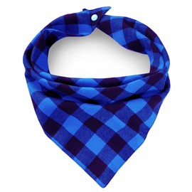 Birthday Plaid Dog Bandana with Button, Fall Dual Layer Soft Cotton Triangle Dog Scarf Kerchief Washable Girl Boy Dog Bandanas Adjustable Accessories for Small Medium Large Extra Large Dog Puppy Pet