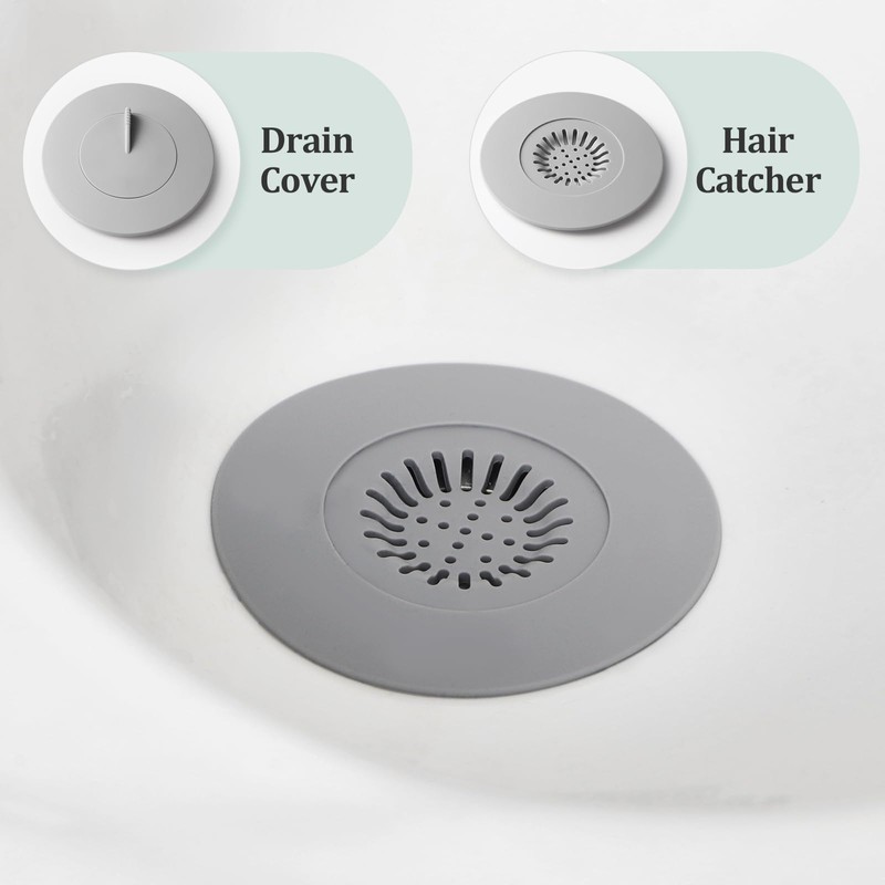 Bathtub Stopper,3pcs 2-in-1 Bathtub Drain Hair Catcher,Silicone Kitchen Bathroom Shower