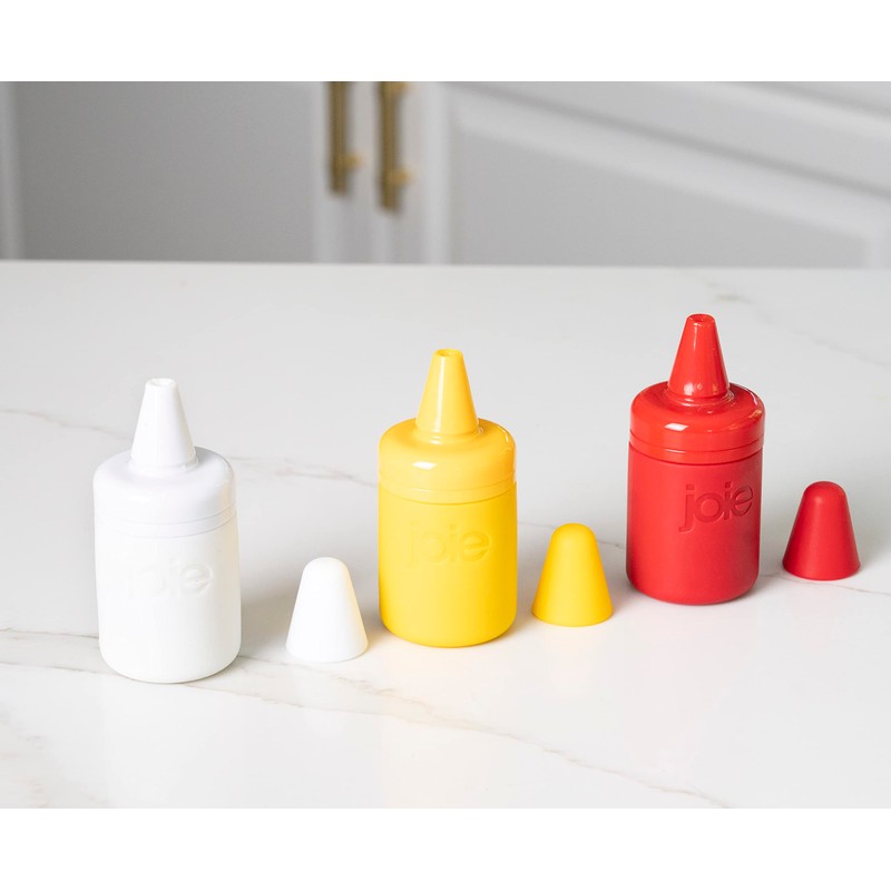 Joie Condiment Mini Squeeze Bottles with Nozzle Caps, Non-Stick Silicone,