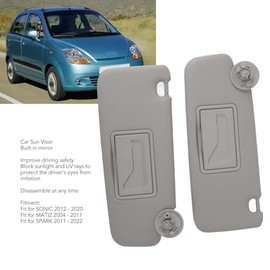 Bewinner Parasoles para Coche, Aptos para 2012-2020, MATIZ 2004-2017, Spark 2011-2022, Visera Gris con Espejo y Bloqueo UV, PVC y Espuma