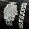 Luxury Quartz Watch with Rhinestones - Two-piece Watch and Bracelet