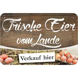 Sign "Fresh Eggs from the Lande zu verkaufen" Aluminium Composite Material 3mm Thick 20 x 30 cm
