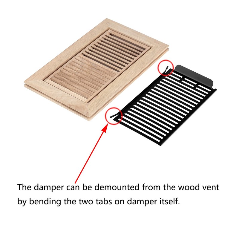 Homewell White Oak Wood Floor Register, Flush Mount Vent with