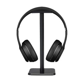Deear Headphone Stand Gaming Headset Holder Universal Aluminum Metal Headphone Holder Hanger with Aluminum Supporting Bar Flexible Headrest ABS Solid Base for All Headphone,Black