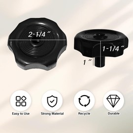 BRBASAP 3Packs RV Window Crank Knob Black Plastic Replacement Knobs for Camper Windows Vent Handles Door Latches Use Durable 1'' Shaft with 2-1/4'' Diameter for Trailers and RVs