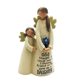 Beautiful Crafted Daughter and Mother Angel Sentiment Decoration Gift