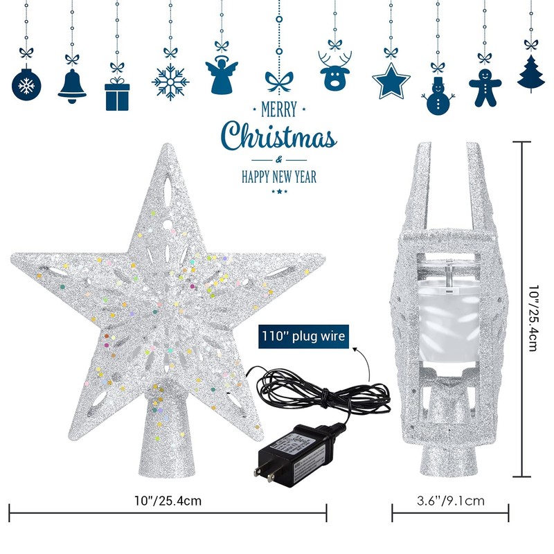 LED Rotating Tree Topper Light Projector with 6 Slides -