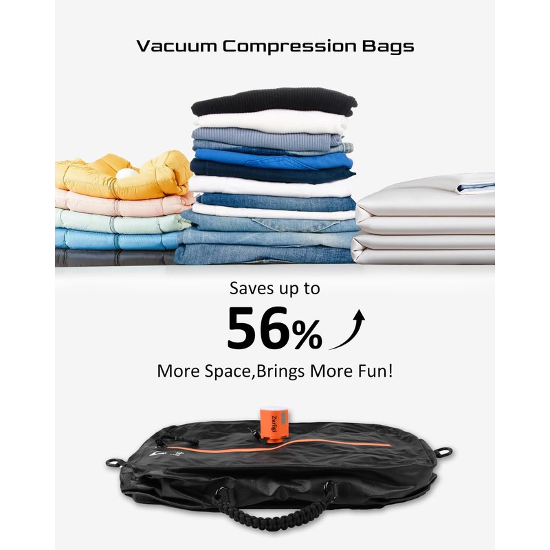 Zurligi Vacuum Compression Bags with Pump for Travel - Waterproof,