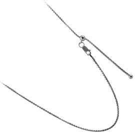 JOSCO Adjustable 1.2mm Spiga, Wheat Chain Rhodium Over Sterling Silver Necklace. 24 Inches or Make It Shorter