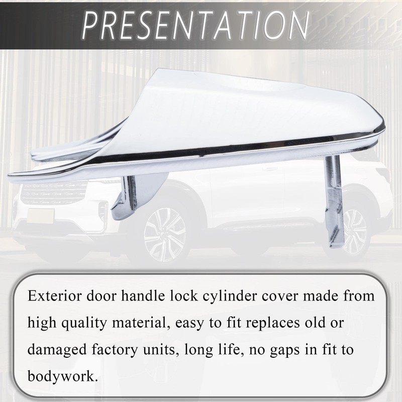 Kaloeou Driver Side Chrome Exterior Door Handle Lock Cylinder Cover